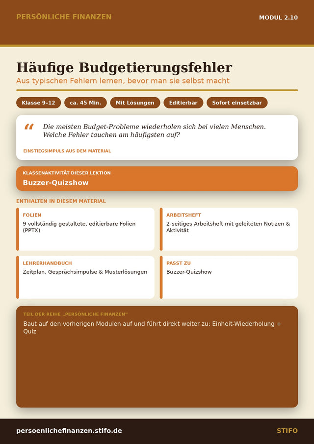 Häufige Budgetierungsfehler – Budgetierung & Finanzmanagement | Persönliche Finanzen Modul 2.10