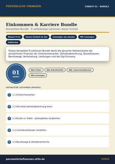 Einkommen & Karriere Bundle – Komplettes 9-Lektionen-Bundle | Persönliche Finanzen Einheit 01