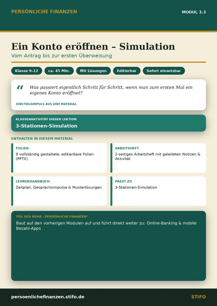 Ein Konto eröffnen – Simulation – Banking & Finanzdienstleistungen | Persönliche Finanzen Modul 3.3