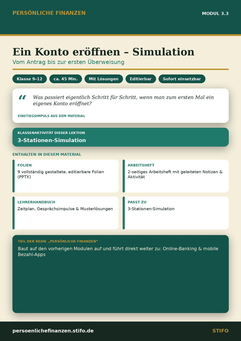 Ein Konto eröffnen – Simulation – Banking & Finanzdienstleistungen | Persönliche Finanzen Modul 3.3