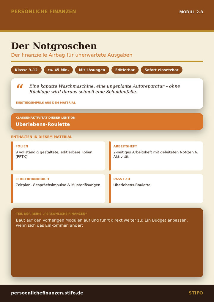 Der Notgroschen – Budgetierung & Finanzmanagement | Persönliche Finanzen Modul 2.8