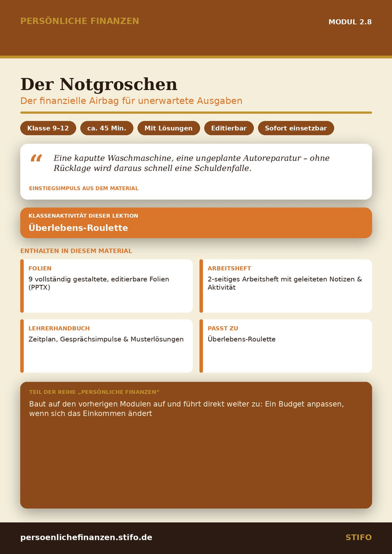 Der Notgroschen – Budgetierung & Finanzmanagement | Persönliche Finanzen Modul 2.8