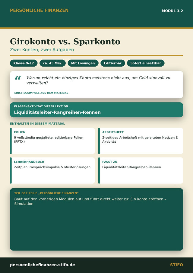 Girokonto vs. Sparkonto – Banking & Finanzdienstleistungen | Persönliche Finanzen Modul 3.2