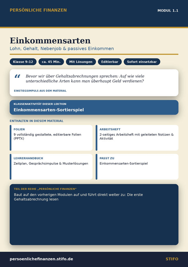 Einkommensarten – Einkommen & Karriere | Persönliche Finanzen Modul 1.1