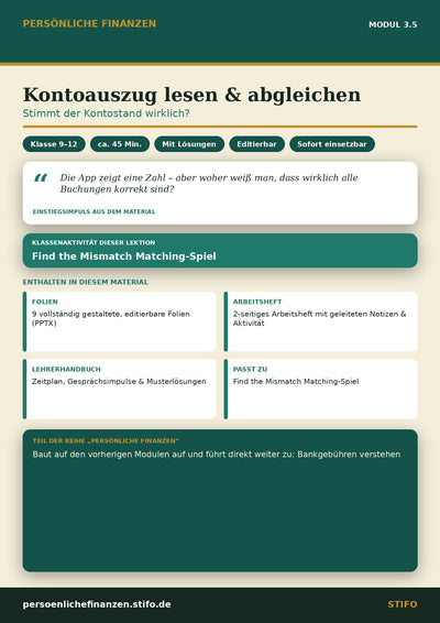 Kontoauszug lesen & abgleichen – Banking & Finanzdienstleistungen | Persönliche Finanzen Modul 3.5