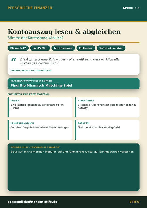 Kontoauszug lesen & abgleichen – Banking & Finanzdienstleistungen | Persönliche Finanzen Modul 3.5