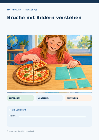 Brüche mit Bildern verstehen – Zähler, Nenner, Brüche vergleichen & fair teilen | Mathematik Klasse 4–5