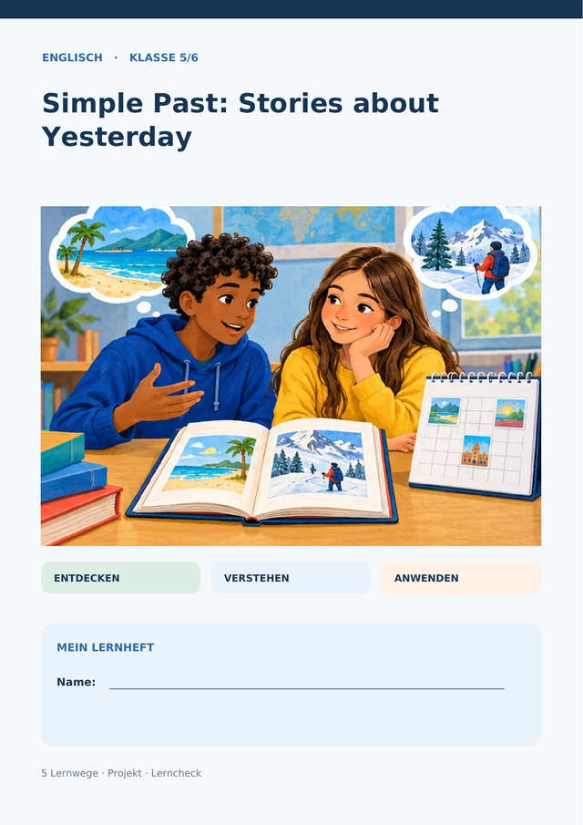Simple Past: Stories about Yesterday – regular & irregular verbs, did-Fragen | Englisch Klasse 5–6
