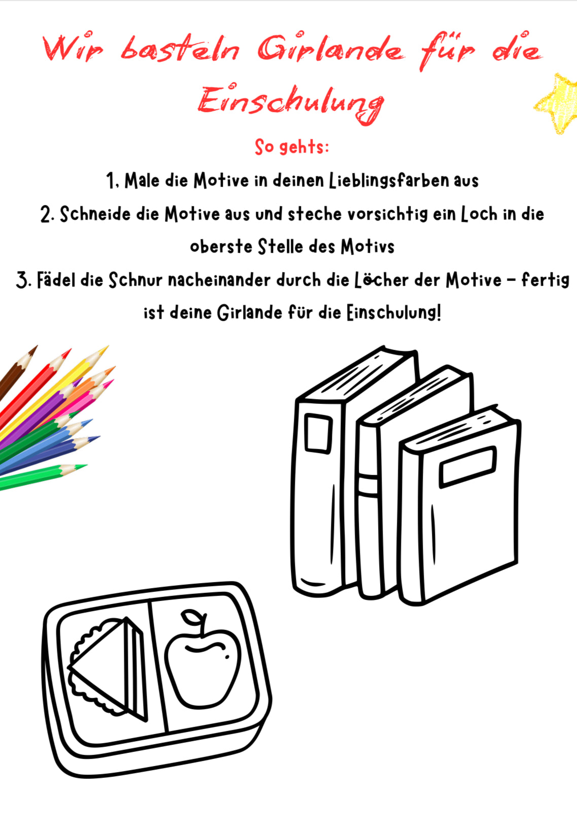 Wir basteln eine Girlande zur Einschulung – Klasse 1 bis 4