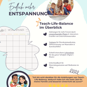 Teach-Life-Balance - Der komplette Online-Kurs mit Lehrerplaner, Guides zu mehr Work-Life-Balance & Vorlagen