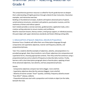 Grade 4 Grammar Pack – Sentence Structure, Tenses & Punctuation