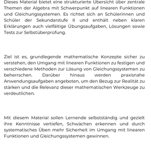 Lineare Funktionen & Gleichungssysteme – Algebra SEK II