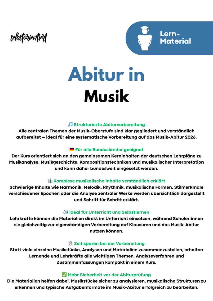Musik Abitur 2026 – Komplettkurs für Musikanalyse, Epochen & Interpretation Bild 2
