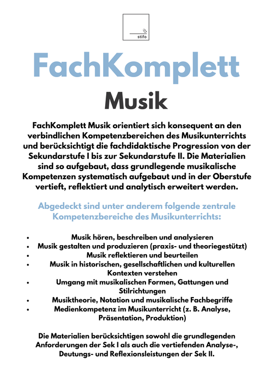 FachKomplett Musik – Unterrichtsmaterial einsatzbereit für den Musik-Unterricht