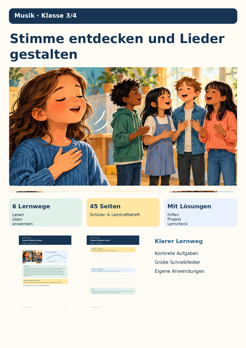 Stimme entdecken und Lieder gestalten – Singen mit der Klasse | Musik Klasse 3/4