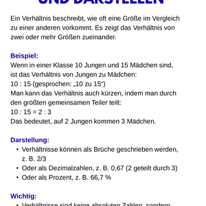 Verhältnis, Proportion und Prozent – Mathematik SEK I