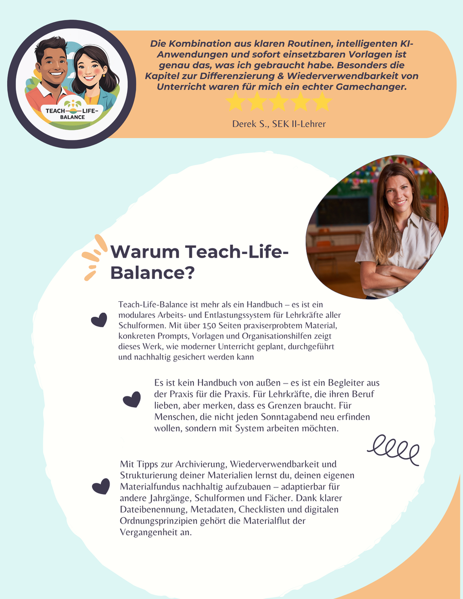 Teach-Life-Balance - Der komplette Online-Kurs mit Lehrerplaner, Guides zu mehr Work-Life-Balance & Vorlagen – Vorschau 4