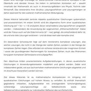 Quadratische Gleichungen, Mitternachtsformel, Komplexe Zahlen, Diskriminante, Mathe Sek II