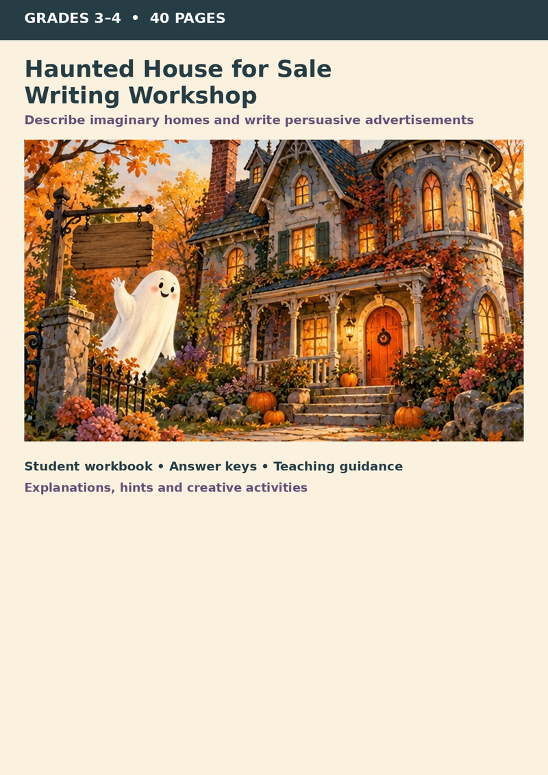 Haunted House for Sale! Writing Workshop – Unterrichtsmaterial Englisch Klasse 3/4, Titelbild