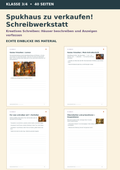 Spukhaus zu verkaufen! Schreibwerkstatt – Materialvorschau mit Beispielseiten, Unterrichtsmaterial Deutsch Klasse 3/4