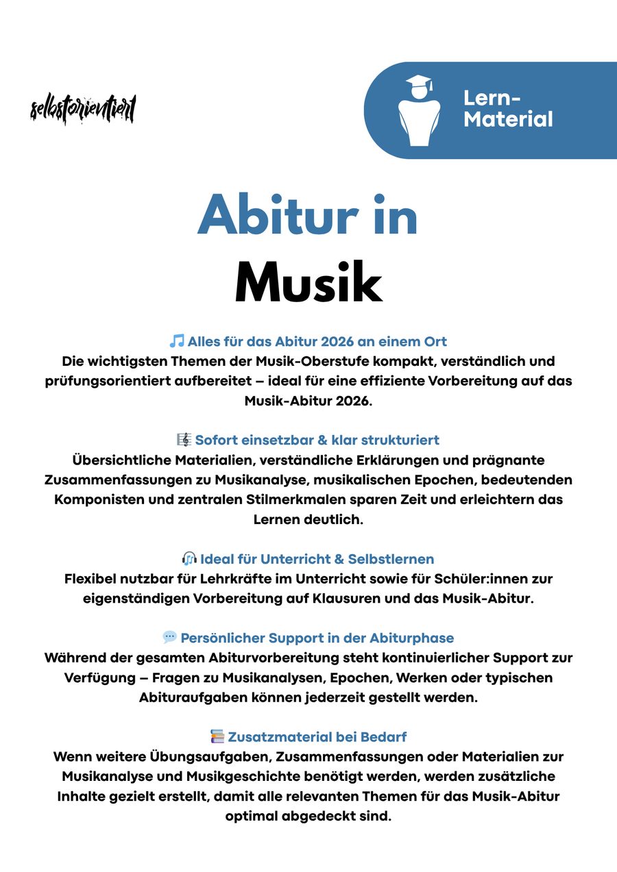 Musik Abitur 2026 – Komplettkurs für Musikanalyse, Epochen & Interpretation Bild 4