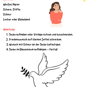 Wir basteln Wünsche für den Frieden – Vorlage für Klasse 1 bis 4