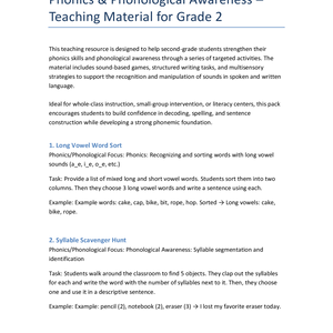 Grade 2 Phonics & Phonological Awareness – Teaching Material Pack