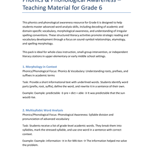Phonics Englisch Klasse 6 – Wortstruktur & Morphologie | Schreibübungen
