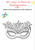 Wir malen kunterbunte Faschingsmasken – Vorlage für Klasse 1–4