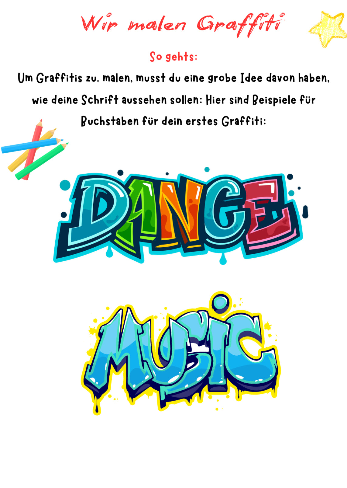 Wir malen Graffiti – Kreatives Zeichenprojekt für Klasse 1–4