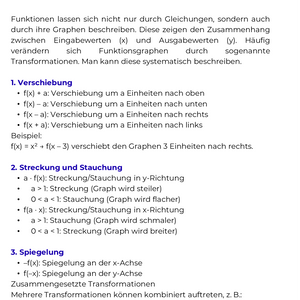 Übergeordnete Funktionen & Transformation – Algebra SEK II