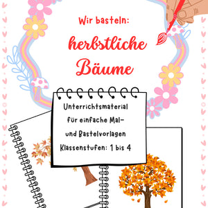 Wir basteln herbstliche Bäume – Bastelvorlage für Klasse 1 bis 4