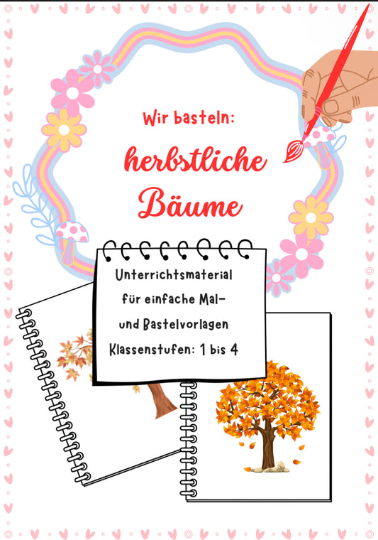 Wir basteln herbstliche Bäume – Bastelvorlage für Klasse 1 bis 4