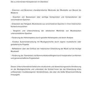 Abriss der Musikgeschichte von Barock bis Moderne – Unterrichtsmaterial Sekundarstufe