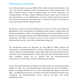 Abriss der Musikgeschichte von Barock bis Moderne – Unterrichtsmaterial Sekundarstufe