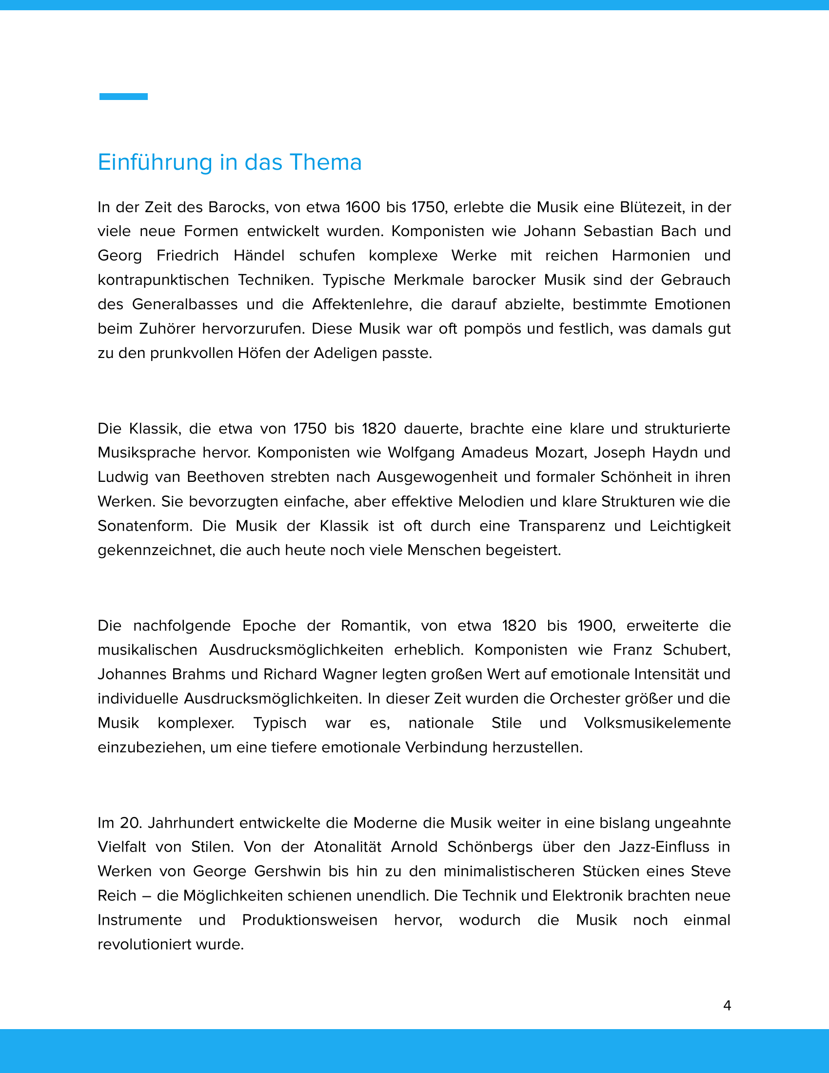 Abriss der Musikgeschichte von Barock bis Moderne – Unterrichtsmaterial Sekundarstufe