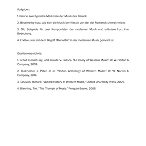 Abriss der Musikgeschichte von Barock bis Moderne – Unterrichtsmaterial Sekundarstufe