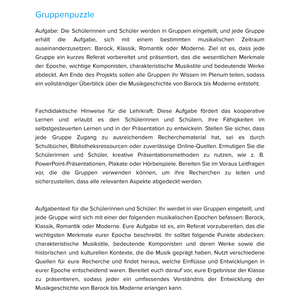 Abriss der Musikgeschichte von Barock bis Moderne – Unterrichtsmaterial Sekundarstufe
