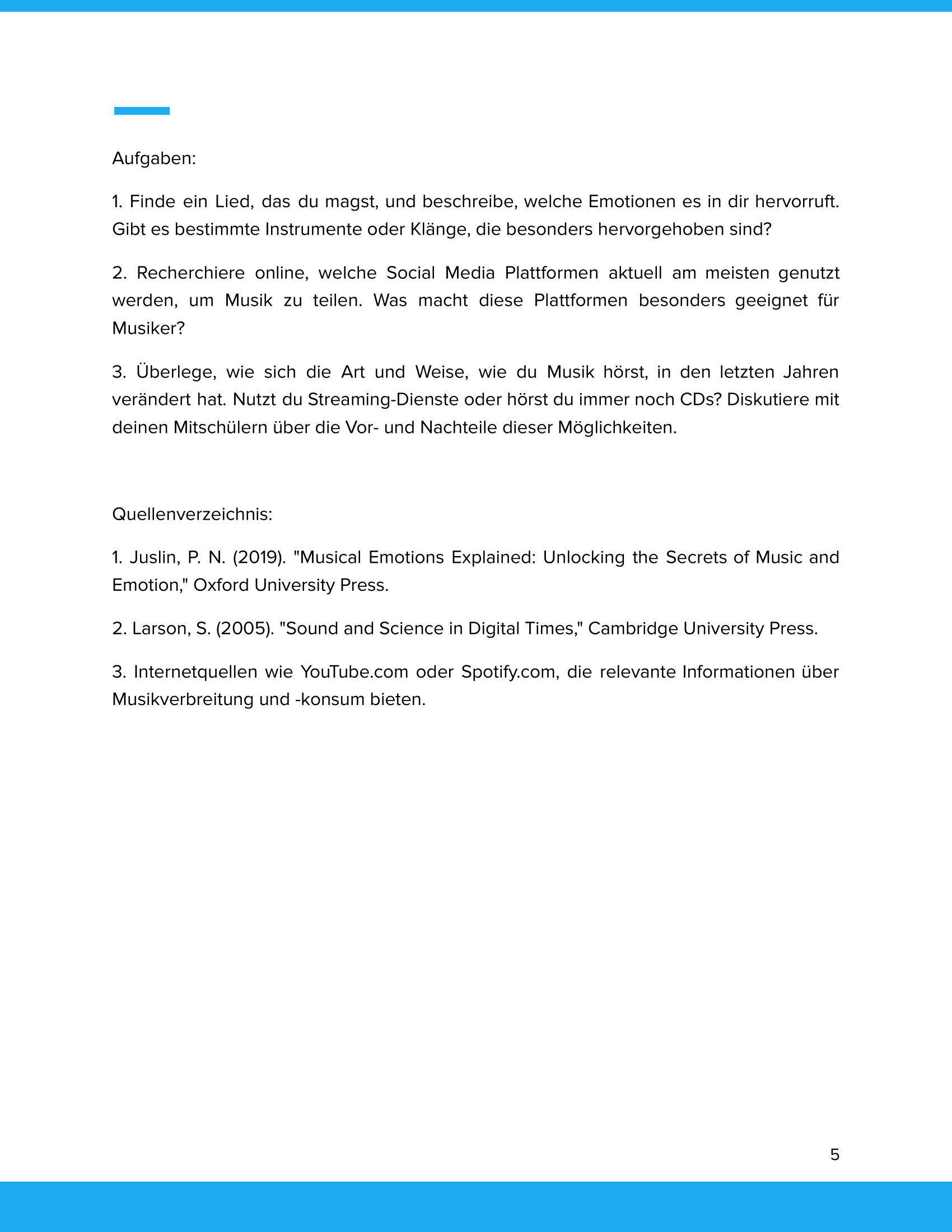 Ästhetik der Musik & neue Medien – Unterrichtsmaterial Musik Sekundarstufe