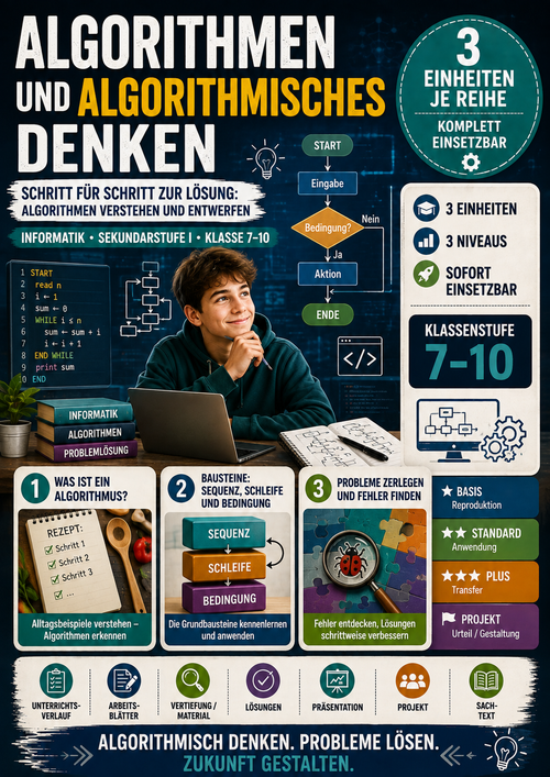 Algorithmen und algorithmisches Denken – Informatik Unterrichtsmaterial (Sek I, Klasse 7–10)