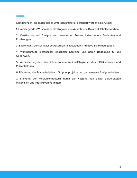 Annette von Droste‑Hülshoff – Unterrichtsmaterial Biografie & Werke