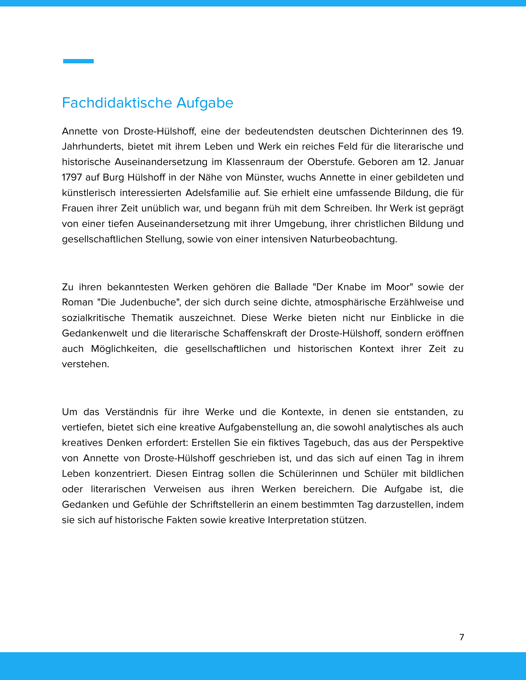 Annette von Droste‑Hülshoff – Unterrichtsmaterial Biografie & Werke