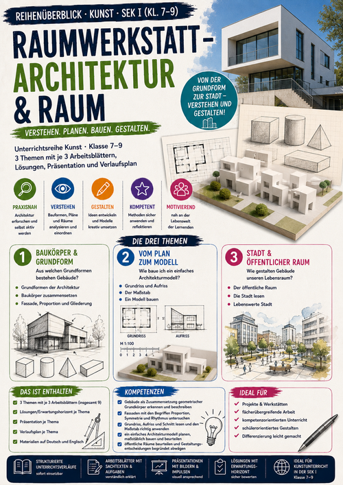 Raumwerkstatt: Architektur & Raum – Baukörper, Modell & Stadt | Kunst Sek I (Kl. 7–9)
