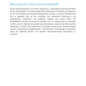 Argentinien – Unterrichtsmaterial Geographie, Geschichte & Politik Sekundarstufe