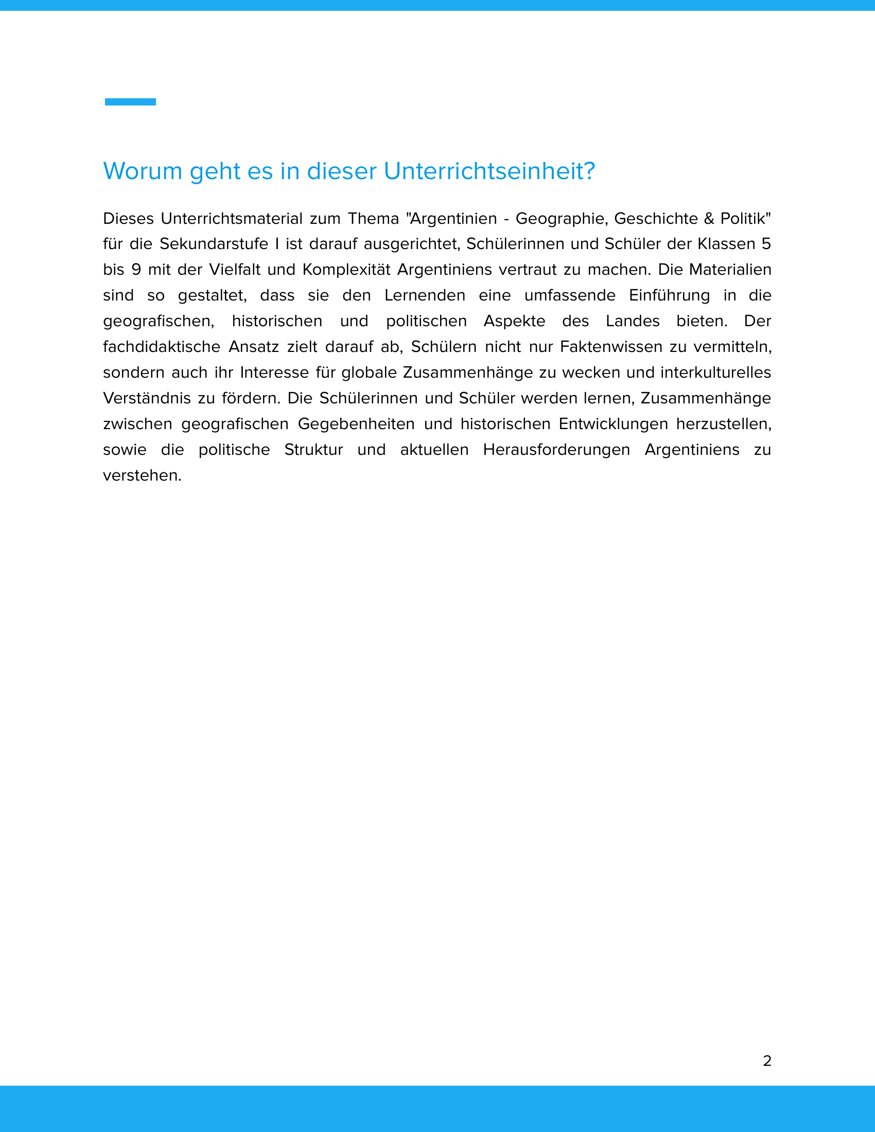 Argentinien – Unterrichtsmaterial Geographie, Geschichte & Politik Sekundarstufe