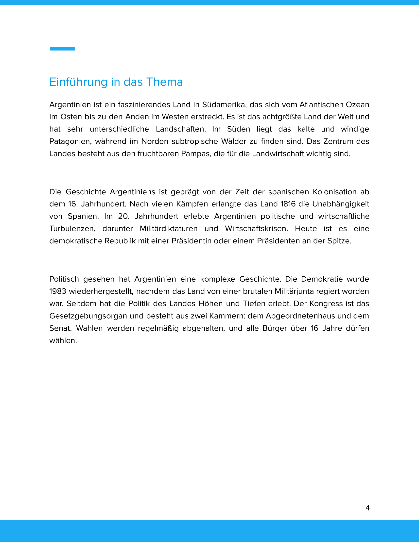 Argentinien – Unterrichtsmaterial Geographie, Geschichte & Politik Sekundarstufe