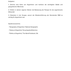 Argentinien – Unterrichtsmaterial Geographie, Geschichte & Politik Sekundarstufe