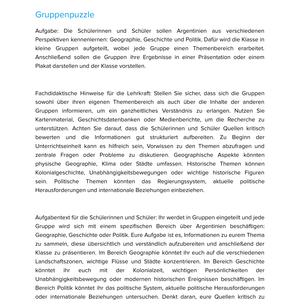 Argentinien – Unterrichtsmaterial Geographie, Geschichte & Politik Sekundarstufe