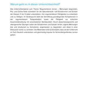 Argumentieren lernen – Meinungen begründen, Pro- und Contra-Texte schreiben