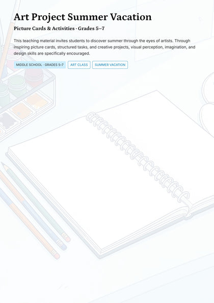 Summer Art Project – Picture Cards & Creative Activities Grades 5–7